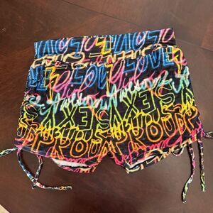 SRX ACTIVE Women’s Neon Graffiti Print Active Shorts, Size XL